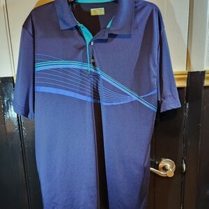 Ben Hogan Performance Large Blue Polo Shirt with Aqua Stripes